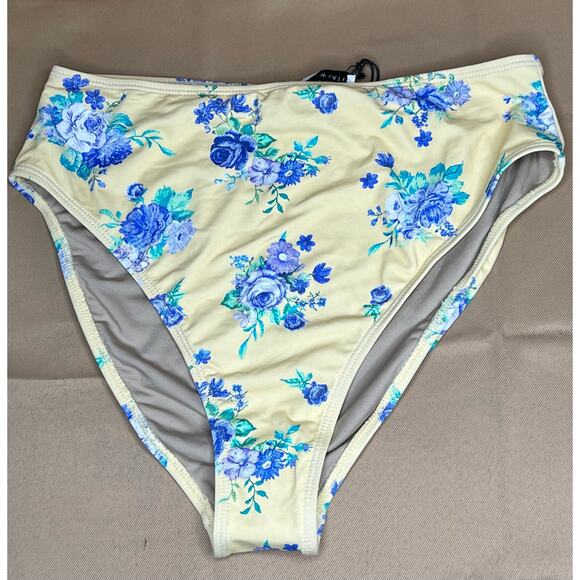 WeWoreWhat Cream Floral High-Rise Bikini Bottom S - Picture 2 of 4